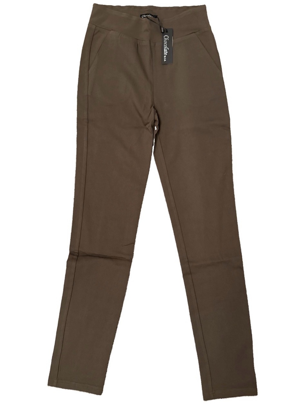 Chocolate USA YP55175756  KNIT HIGH RISE SKINNY PANTS WITH POCKETS Brown Small